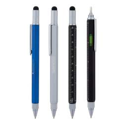 Laser Engraved Multitool 6-in-1 Utility Pen with Level, Ruler, Screwdriver Bit, Stylus