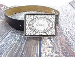 Fancy Filigree Design Personalized Belt Buckle