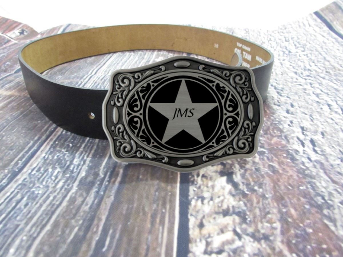 Texas Lone Star Monogrammed Belt Buckle | Lazer Designs