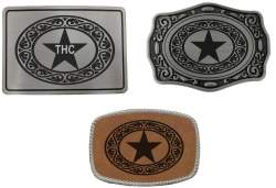 Texas Belt Buckle with Texas Star with initials or monogram