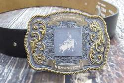 Personalized Gold & Silver Filigree Western Belt Buckle