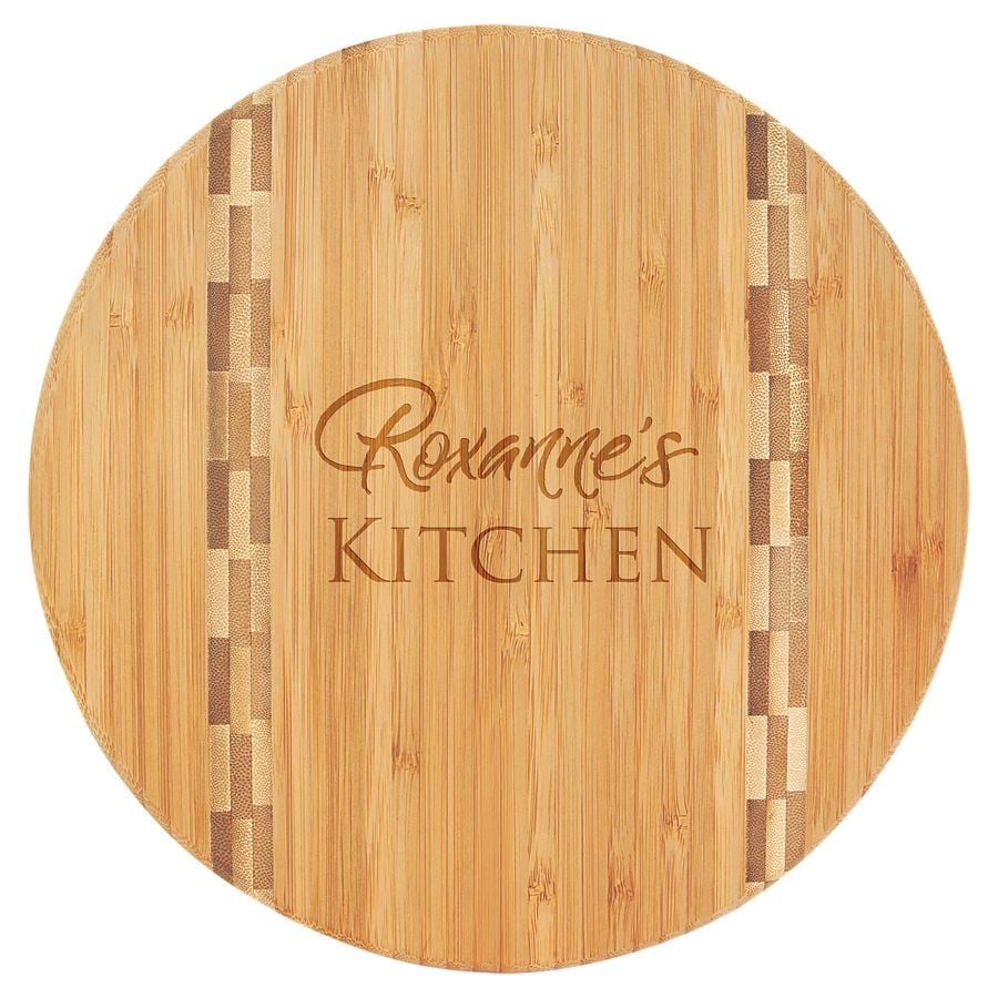 9 3/4" Round Cutting Board w/ Butcher Block Inlay