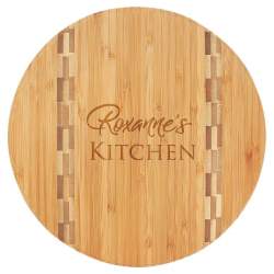 9 3/4" Round Cutting Board w/ Butcher Block Inlay