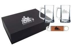 Personalized Beer Glass Gift Set with Bottle Opener