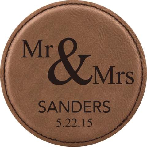 Mr & Mrs Design Leatherette Round Coaster