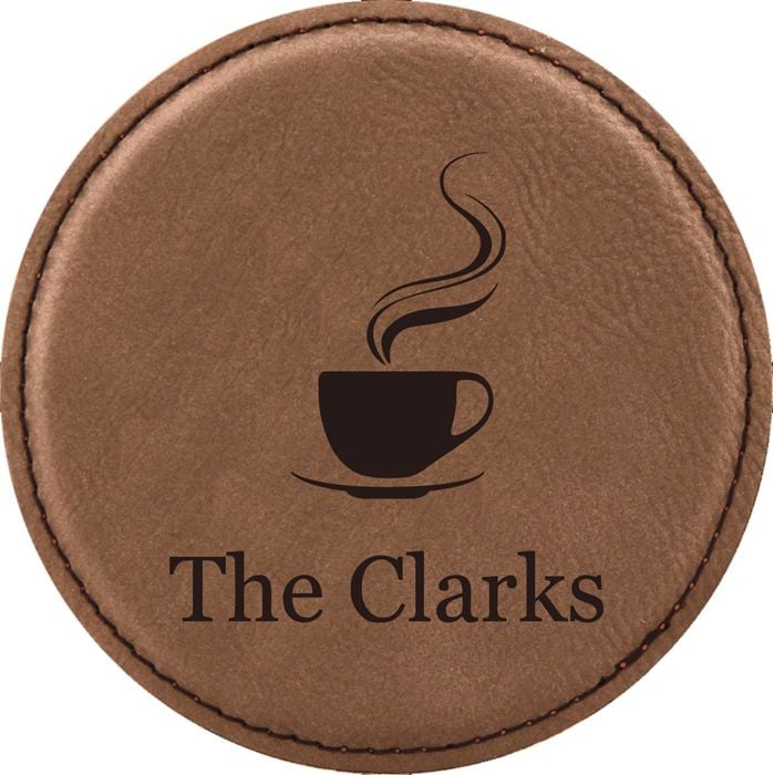 Coffee Design Leatherette Round Coaster