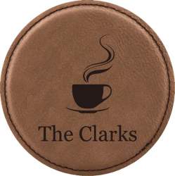 Coffee Design Leatherette Round Coaster
