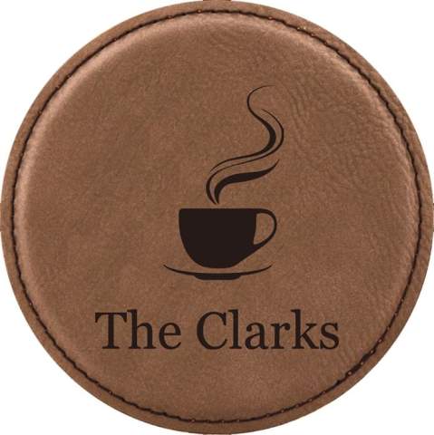 Coffee Design Leatherette Round Coaster