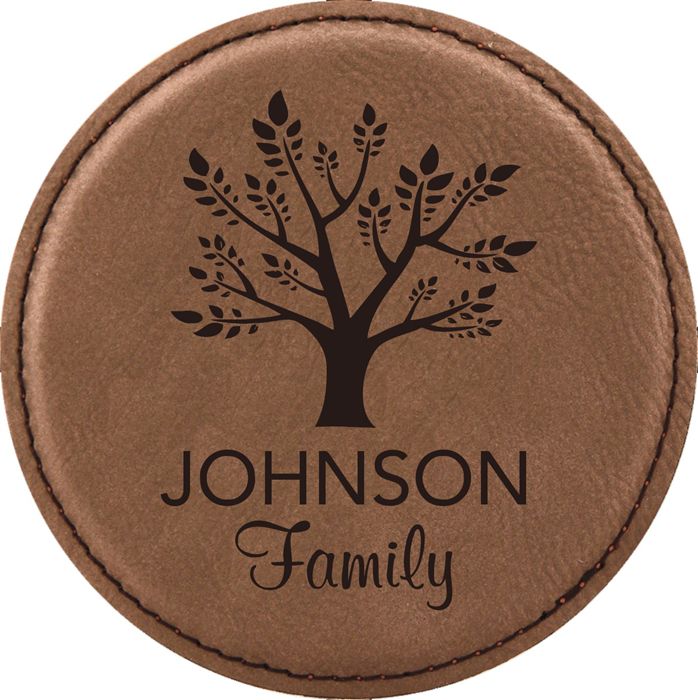 Tree Design Leatherette Round Coaster