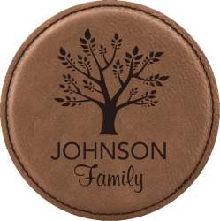 Tree Design Leatherette Round Coaster