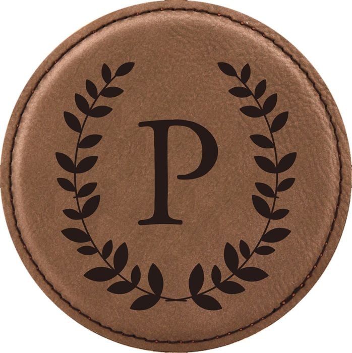 Wreath Design Leatherette Round Coaster