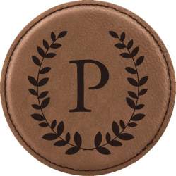 Wreath Design Leatherette Round Coaster