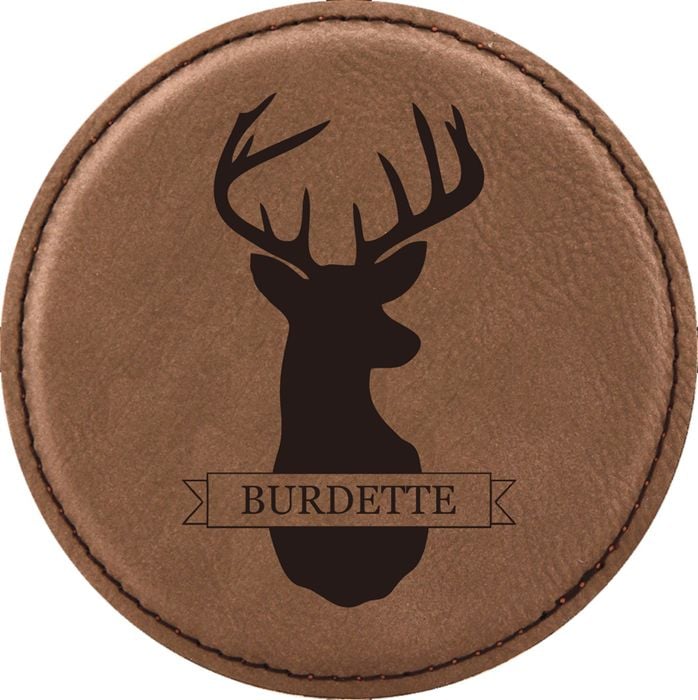 Deer Design Leatherette Round Coaster