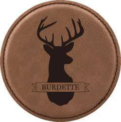 Deer Design Leatherette Round Coaster