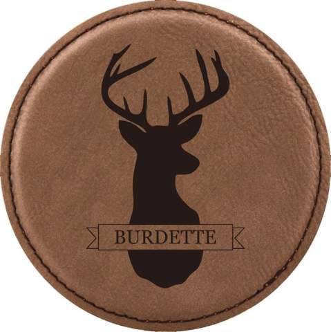 Deer Design Leatherette Round Coaster