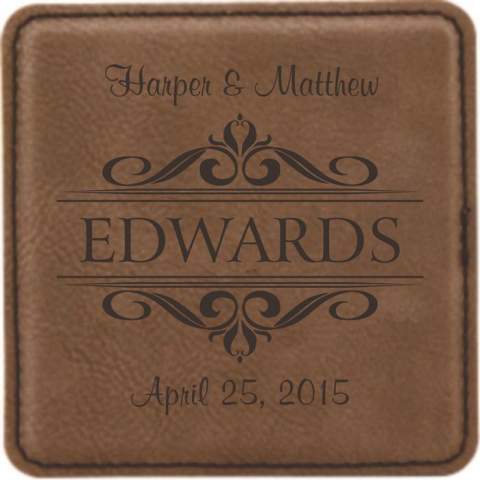 Filigree Design Leatherette Square Coaster