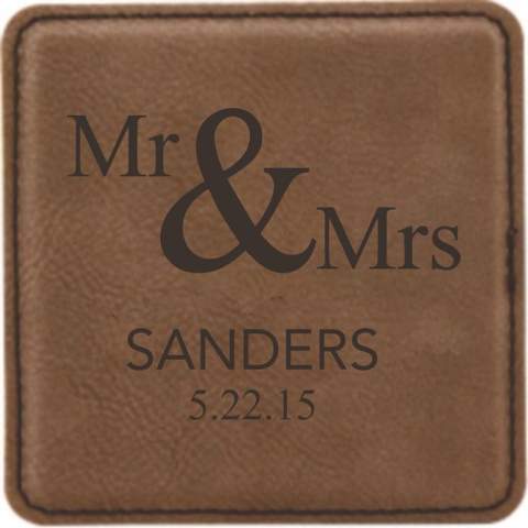 Mr & Mrs Design Leatherette Square Coaster