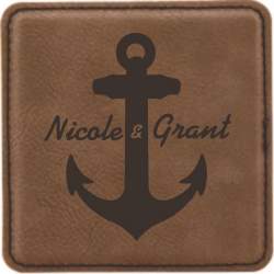 Anchor Design Leatherette Square Coaster