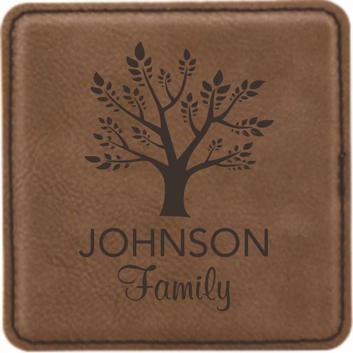 Tree Design Leatherette Square Coaster