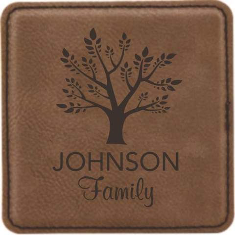Tree Design Leatherette Square Coaster