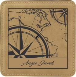 Leather Map and Compass Coaster