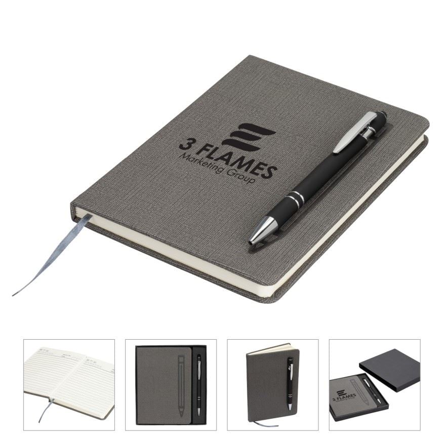 Personalized Manhattan Journal Notebook With Pen, Magnetic Pen Holder