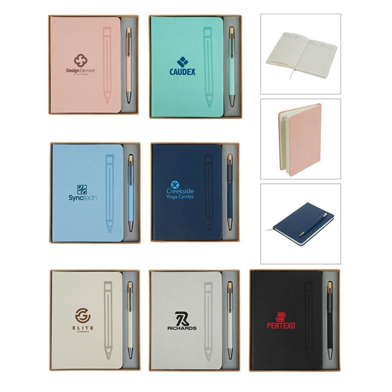 Customized Manhattan II Journal Notebook with Pen Set, Magnetic Pen Holder