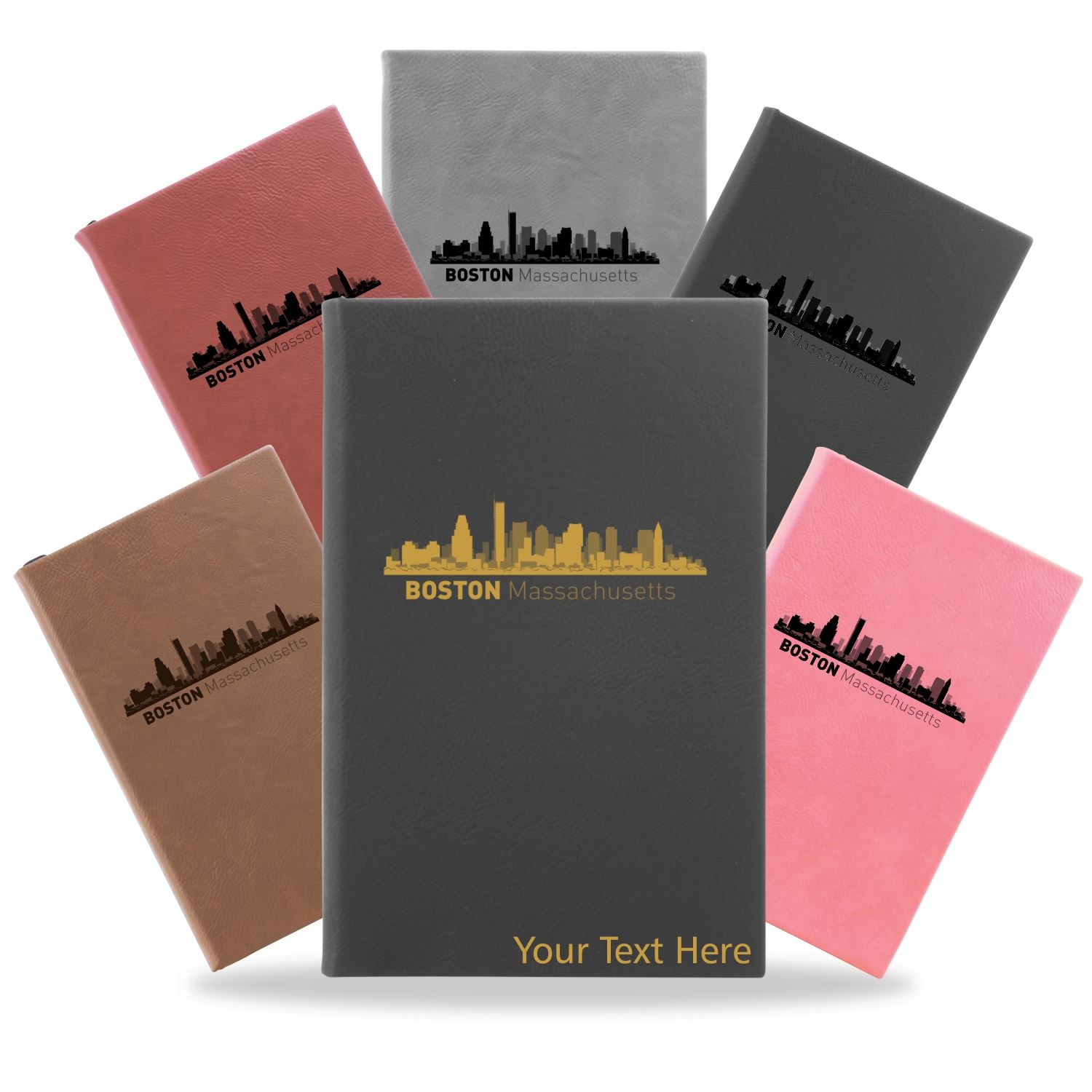 Boston, Massachusetts City Skyline Engraved Journal Notebook