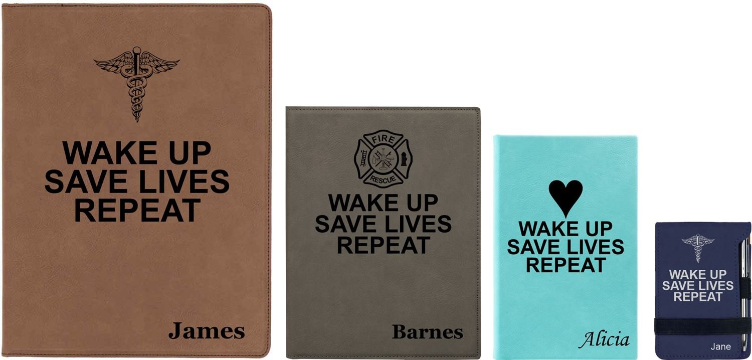 "Wake up. Save Lives. Repeat." Personalized Nurse Notebook