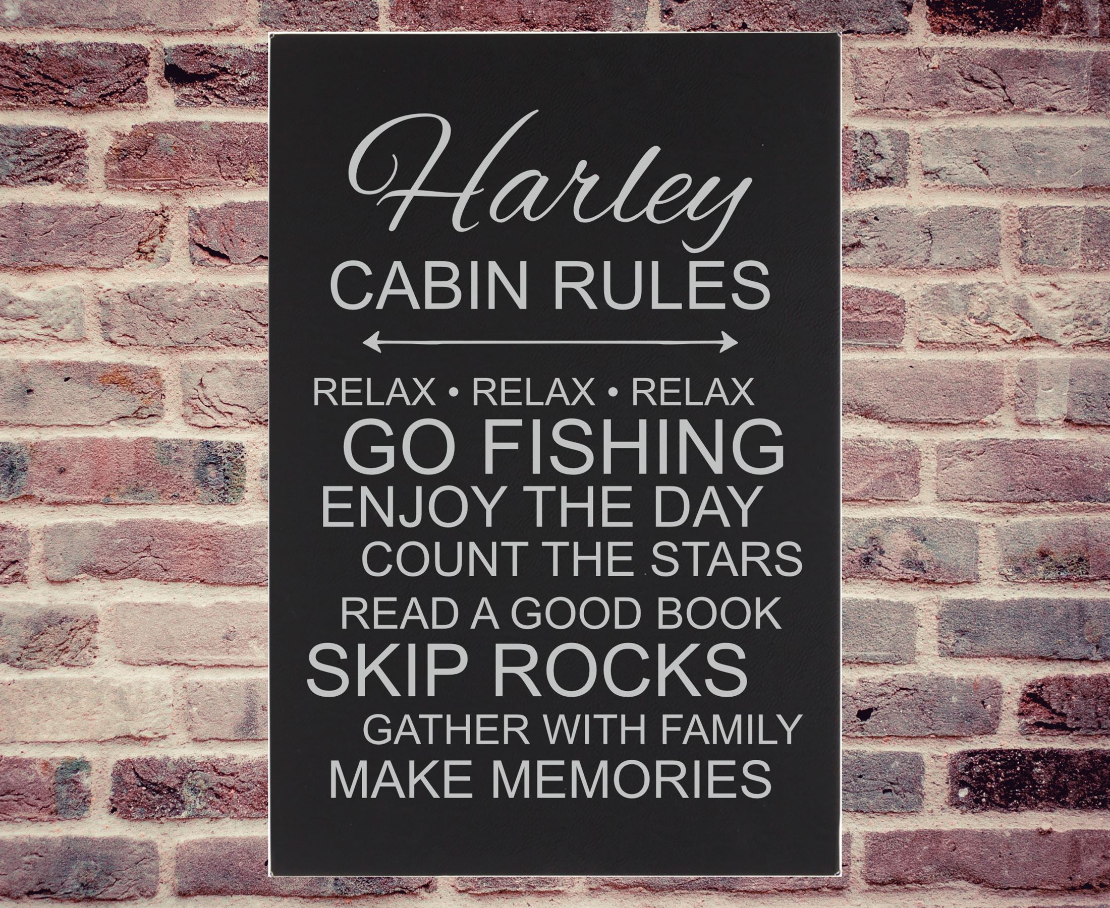 Cabin Rules Leatherette Wall Art Canvas