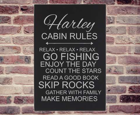Cabin Rules Leatherette Wall Art Canvas