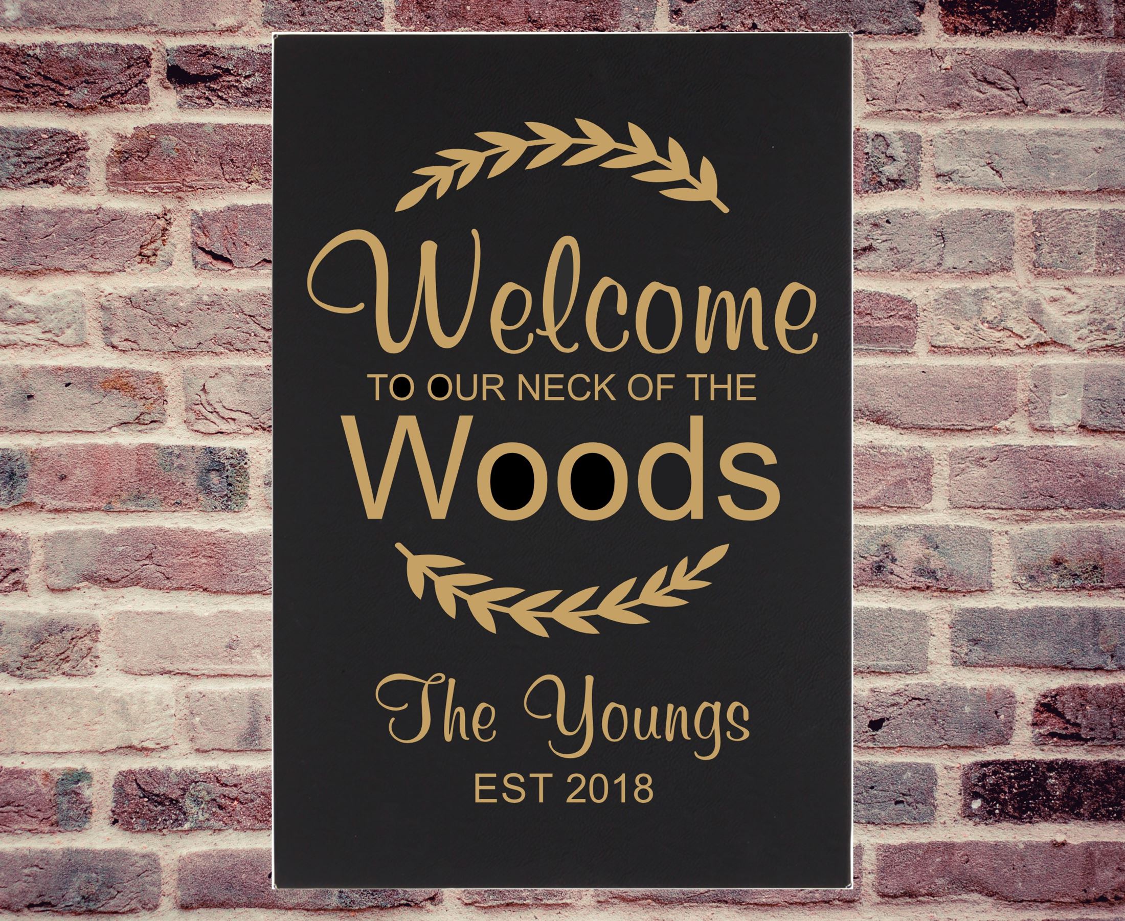 Welcome Woods Leatherette Wall Art Canvas
