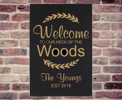 Welcome Woods Leatherette Wall Art Canvas