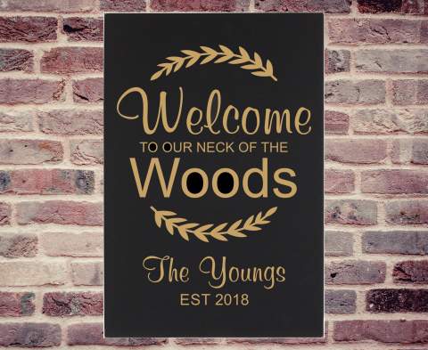 Welcome Woods Leatherette Wall Art Canvas