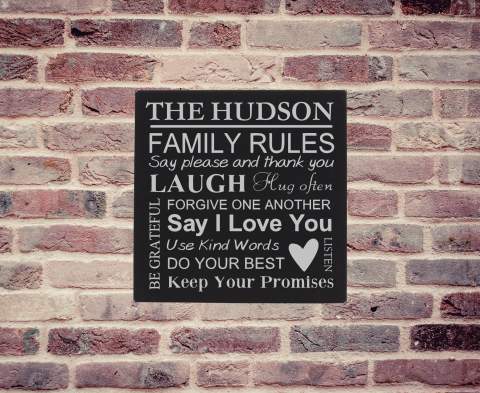Family Rules Leatherette Wall Art Canvas