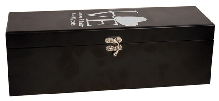 Love Design Black Finish Wine Bottle Presentation Box with Tools