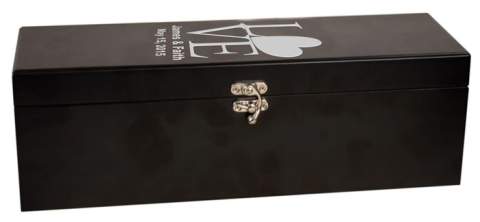 Love Design Black Finish Wine Bottle Presentation Box with Tools