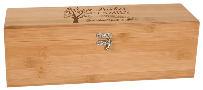 Tree Design Bamboo Wine Bottle Presentation Box with Tools
