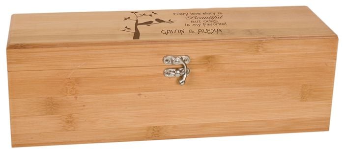 Birds Design Bamboo Wine Bottle Presentation Box with Tools