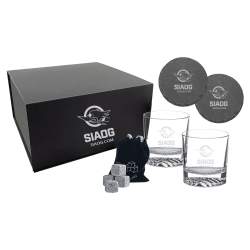 Laser Engraved Whiskey Glass Gift Set with Coasters