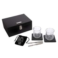 Downey 14 Piece Whiskey Set with Glasses, Ice Stones, Coasters