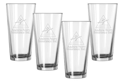 16oz Engraved 4-Drinking Glass Boardroom Set