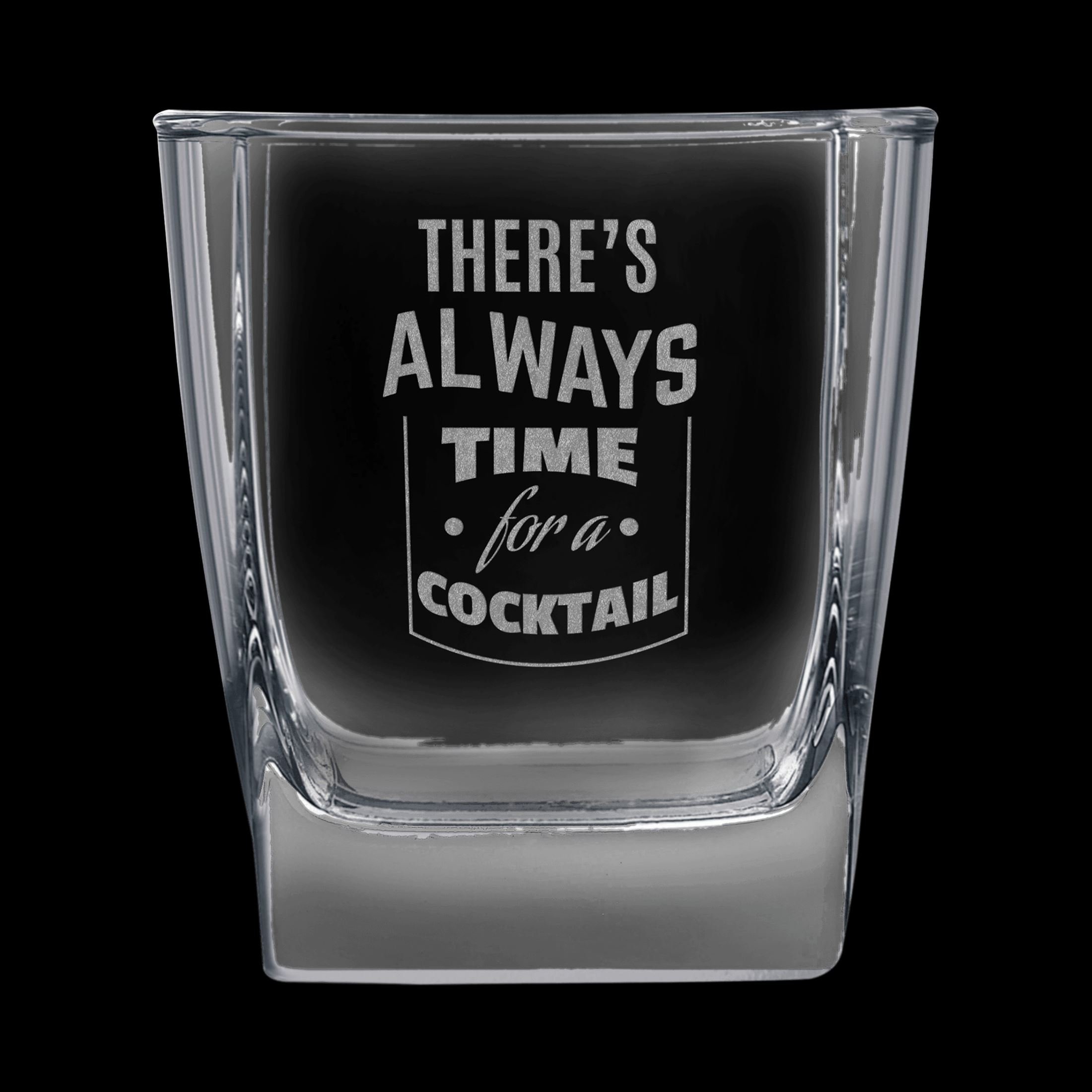 Laser Etched 10.5 oz Square On the Rocks Glass