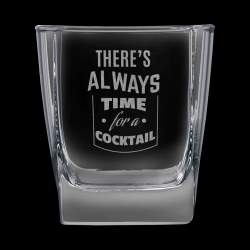 Laser Etched 10.5 oz Square On the Rocks Glass