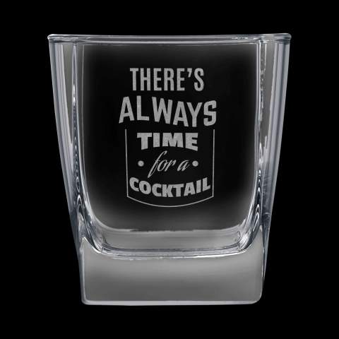 Laser Etched 10.5 oz Square On the Rocks Glass