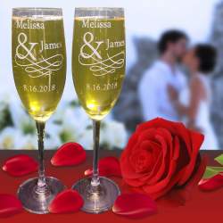 Personalized Wedding Toast Champagne Flutes, Set of 2, in Gift Box