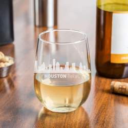 Houston, Texas City Skyline Stemless Wine Glass