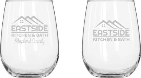 Two Stemless 17oz Wine Glasses Gift Set