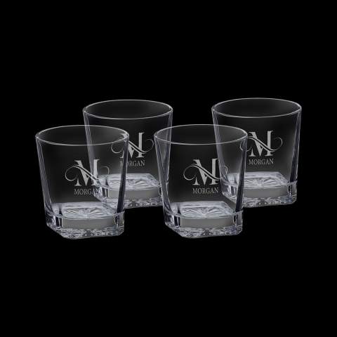 Personalized 11oz Tapered Round Rocks Glasses Set of 4