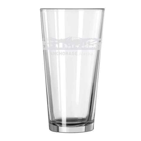 Anchorage, Alaska City Skyline 16oz Glass Tumbler Drinking Glass